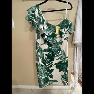 NWT ALEXIA ADMORE GORGEOUS Asymmetric White Green Leaf Dress XL